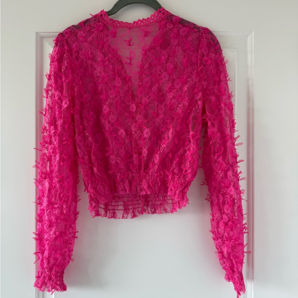 Chic Fuchsia Lace Blouse
